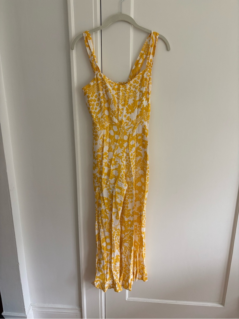 Faithfull the Brand Yellow and White Floral Maxi Jumpsuit